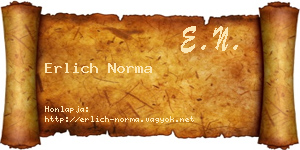 Erlich Norma névjegykártya